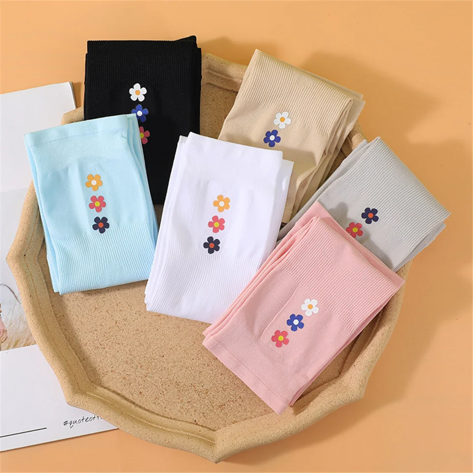 

Cartoon Flowers Solid Color Long Gloves Sun UV Protection Hand Protector Cover Arm Sleeves Outdoor Ice Silk Sunscreen Sleeves