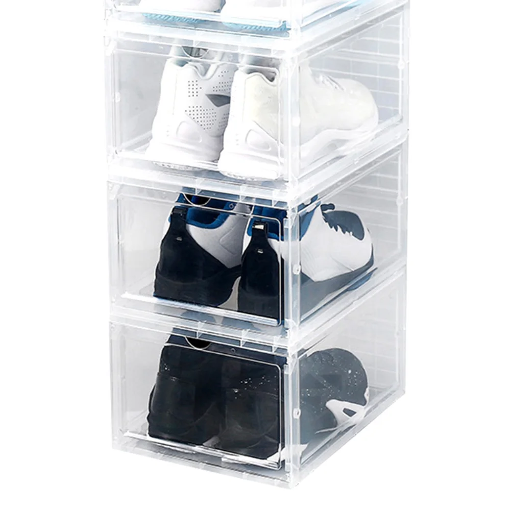 

Transparent PP Dust-proof Stackable Flip Drawer Shoe Storage Case Boxes Shoe Holder Container Organizer