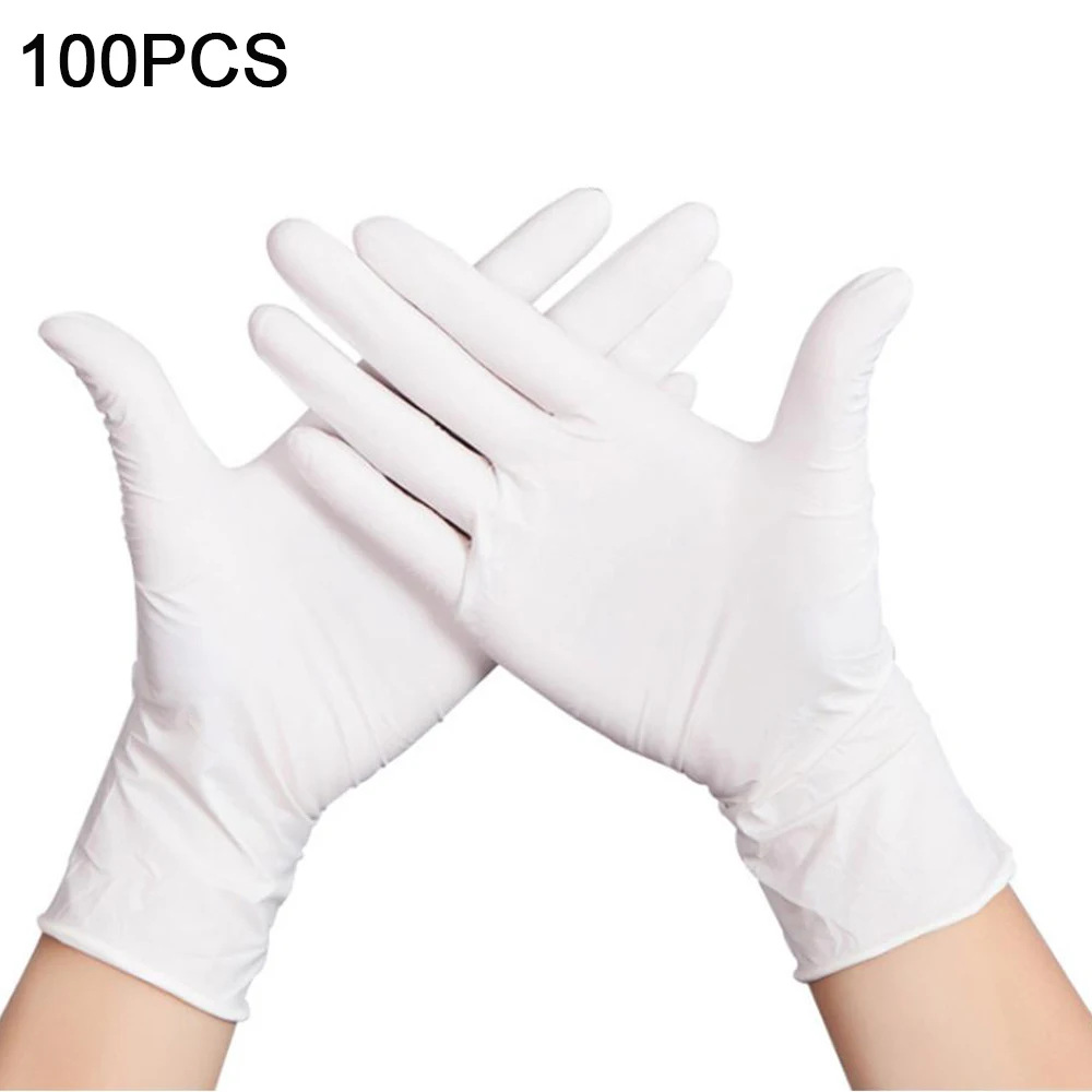100 шт Одноразовые Белые латексные перчатки Нескользящие кислотные и щелочные