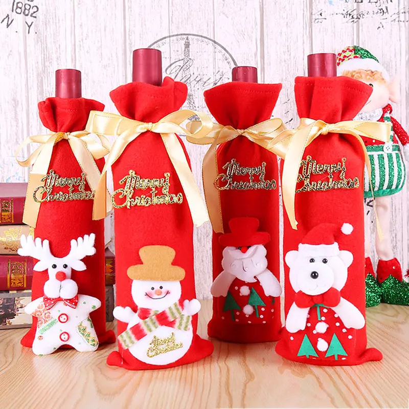 Год Рождество Санта/Снеговик винная бутылка пылезащитный чехол Noel Natal рождественские украшения для домашнего ужина Декор