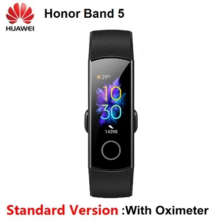 Черный huawei Honor Band 5 Смарт-браслет Oximeter AMOLED сенсорный цветной экран плавание осанка Обнаружение 5ATM водонепроницаемый Honor Band - Цвет: Черный
