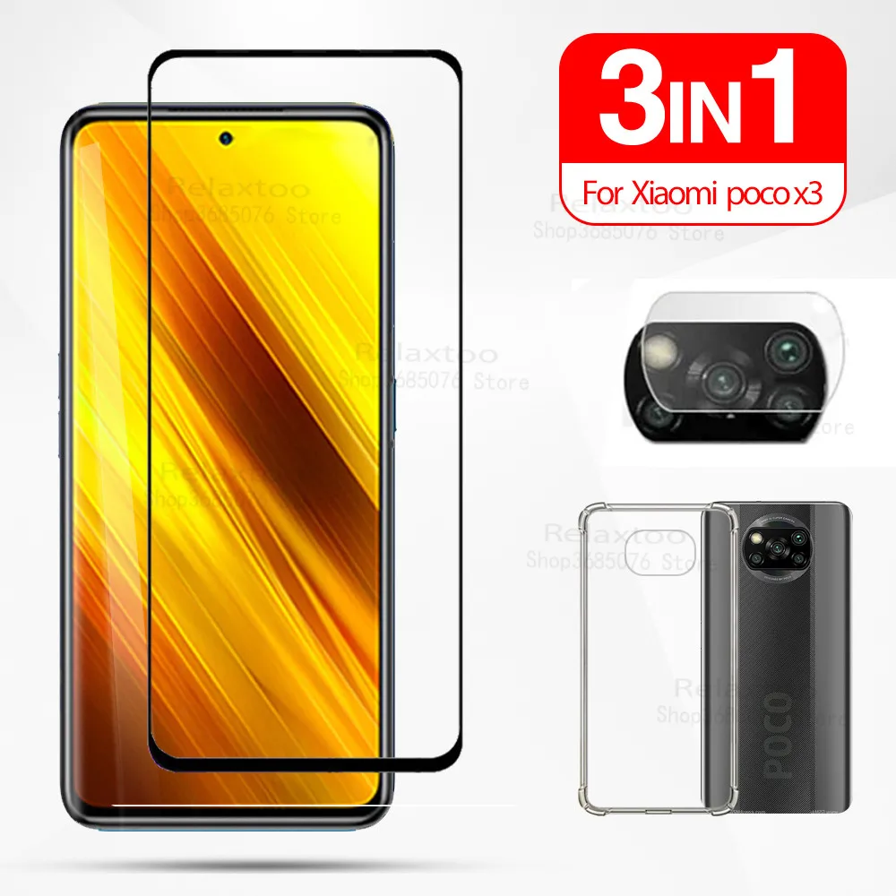 Чехол 3 в 1 + закаленное стекло для камеры xiomi poco x Защитное экрана xiaomi pocophone x3 3x pocox3