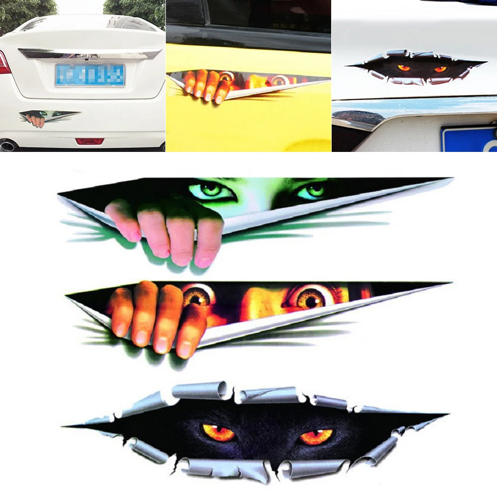 

3D Simulation Car Stickers Eye Peeking Man Woman Leopard Peeking Sticker Self-Adhesive Waterproof Car Decals for Car Window Home