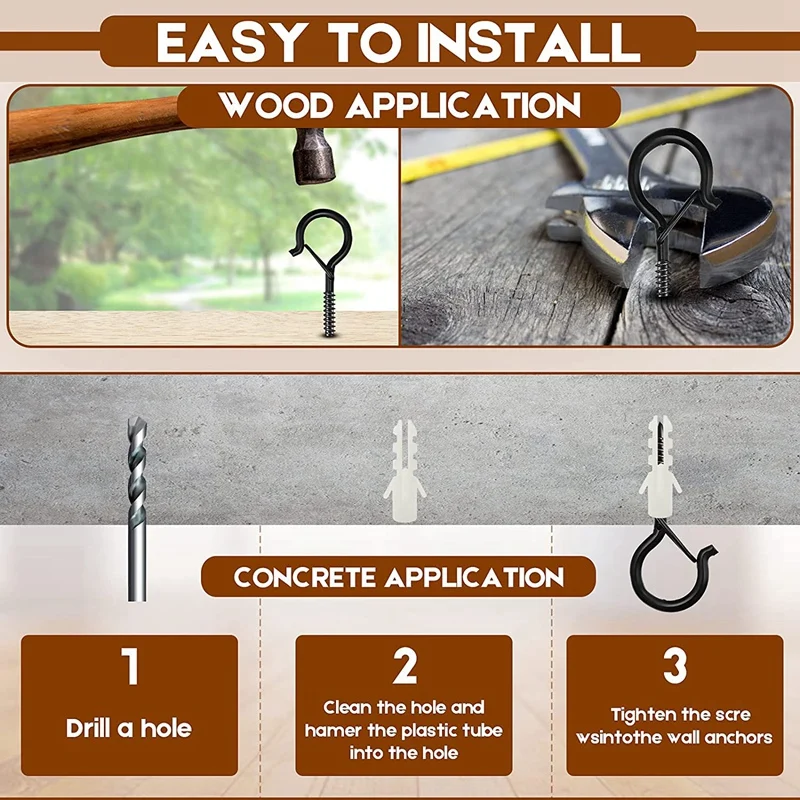 

Q-Hanger Hooks Set with Safety Buckle for Outdoor String Lights,for Bird Feeders Wind Chimes Plants Lanterns Light Clips