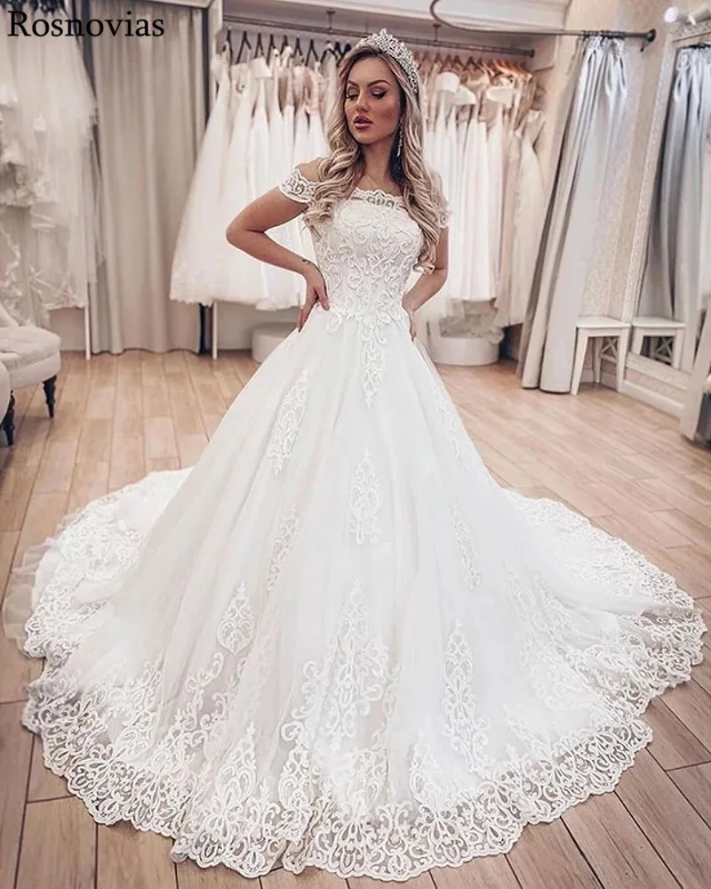 Элегантные Свадебные платья с кружевами и аппликацией Лодочка Романтические