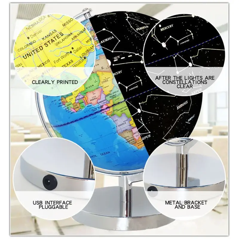 

LED Constellation Globe for Kids - 3 in 1 Educational STEM Toys, Light Up World Globe, Constellation Globe and Nightlight