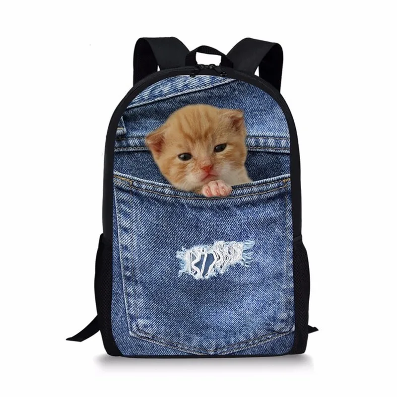 

2020 New Customized Children School Backpack Cute Cat Print Primary School Bag Bookbag Teenager Bagpack Kid Rucksack