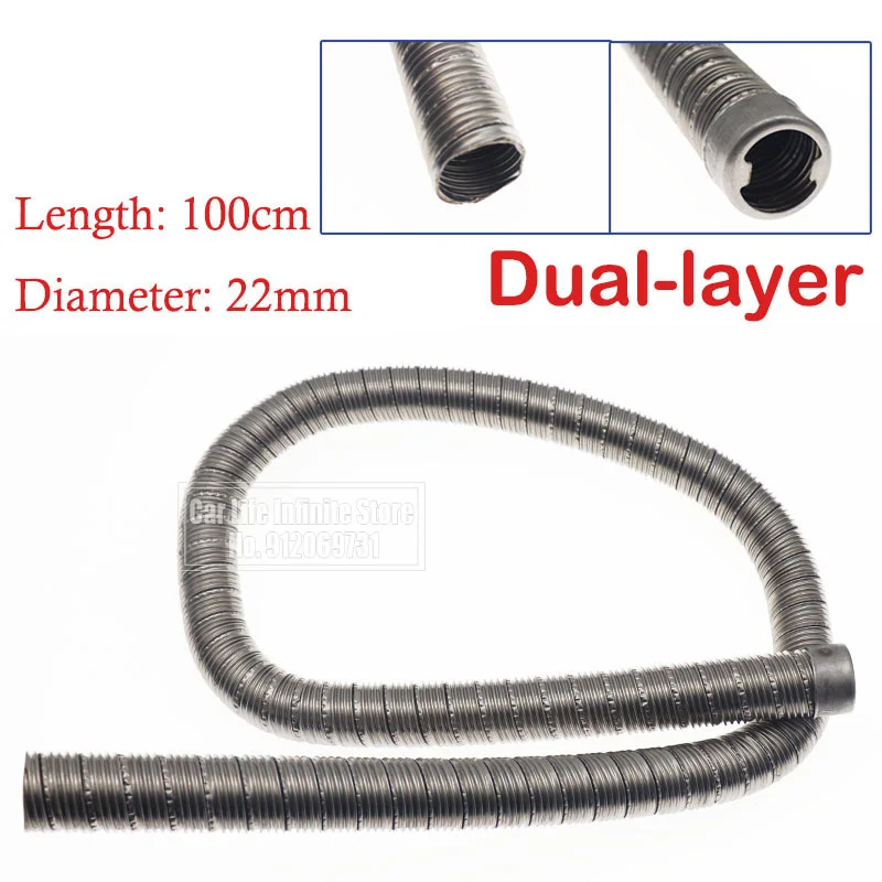 

100cm Dual-layer Car Truck Heater Exhaust Pipe 22mm Air Diesel Heater Exhaust Hose Tube Stainless Steel For Webasto Eberspacher