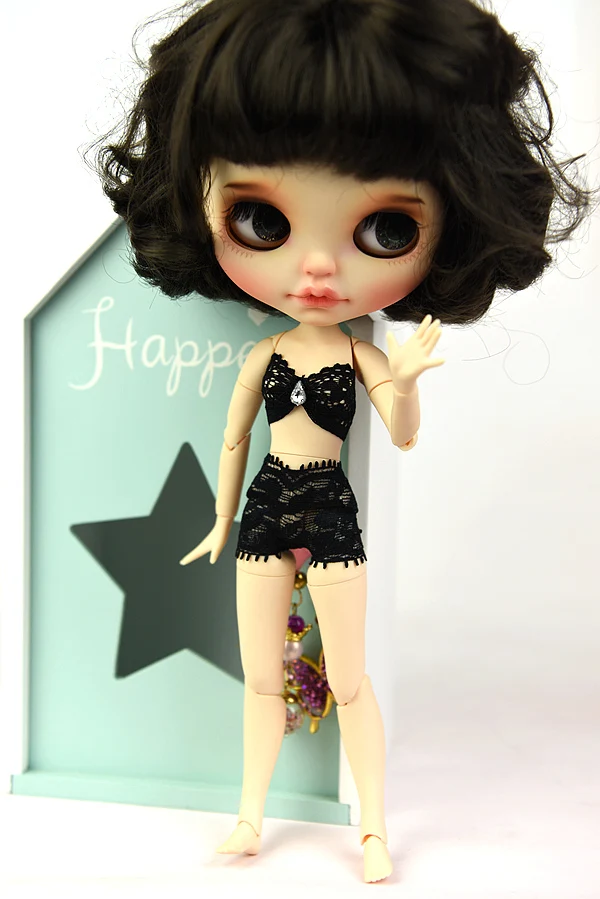 BLACK STYLE 2 Одежда Blyth Dolls, нижнее белье, костюм, кружевной бюстгальтер и трусики, подходит для Blyth кукла 1/6, обычный, суставный, Azone, Licca Body, ледяная кукла - Цвет: BLACK STYLE 2