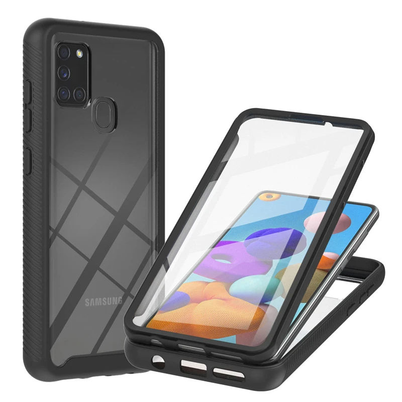

360 Full Protective Phone Case For Samsung Galaxy A02 A12 A21S A217F A31 A32 A42 Shockproof Cover Cases 3 in 1 Screen Glass Film