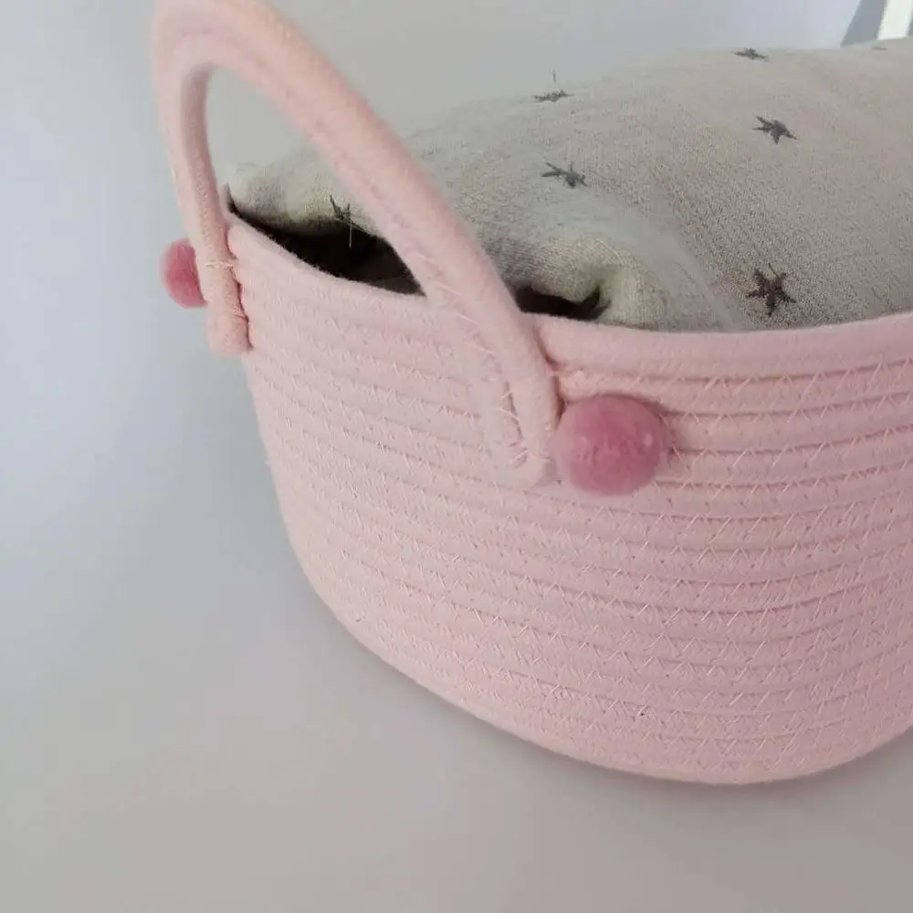 Корзина для хранения из 3 хлопковых веревок корзина грязной одежды розовая белья