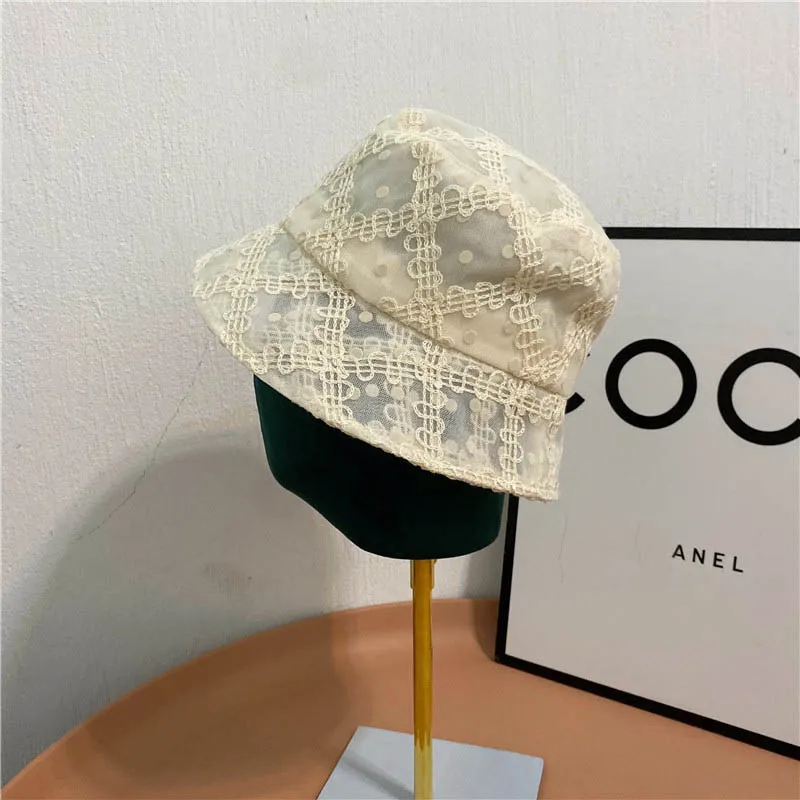 2021 Cap Summer New Women Lace Musical Note Bucket Hats England Fashion Elegant Breathable Sun Protection Sun Hats QDKPOTC