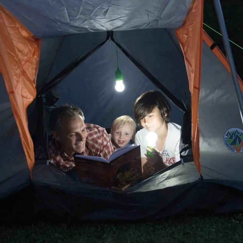

Camping LED Night Bulb Battery Power Hanging Lights Colorful Pull Cord Bulbs Portable Hanging Lamp Outdoor Tent Lighting