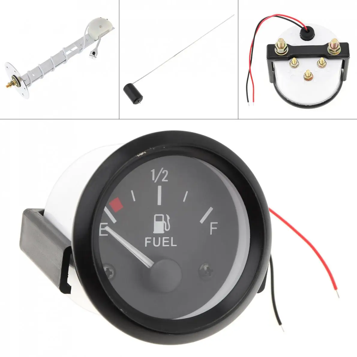 52 мм 12 В Универсальный светодиодный автомобильный счетчик топлива с черными