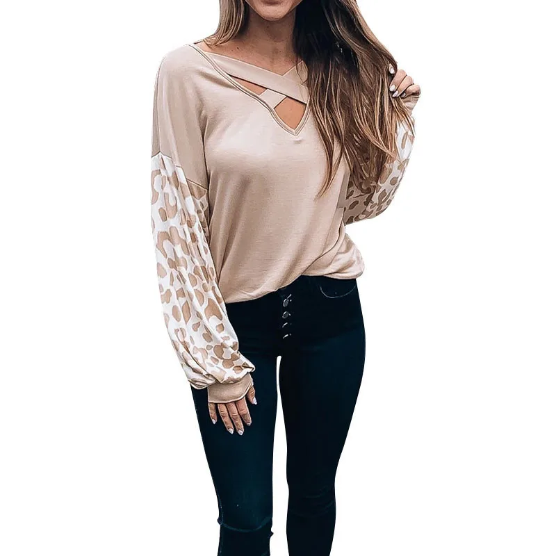 Длинные футболки с леопардовым принтом новые женские весенние осенние