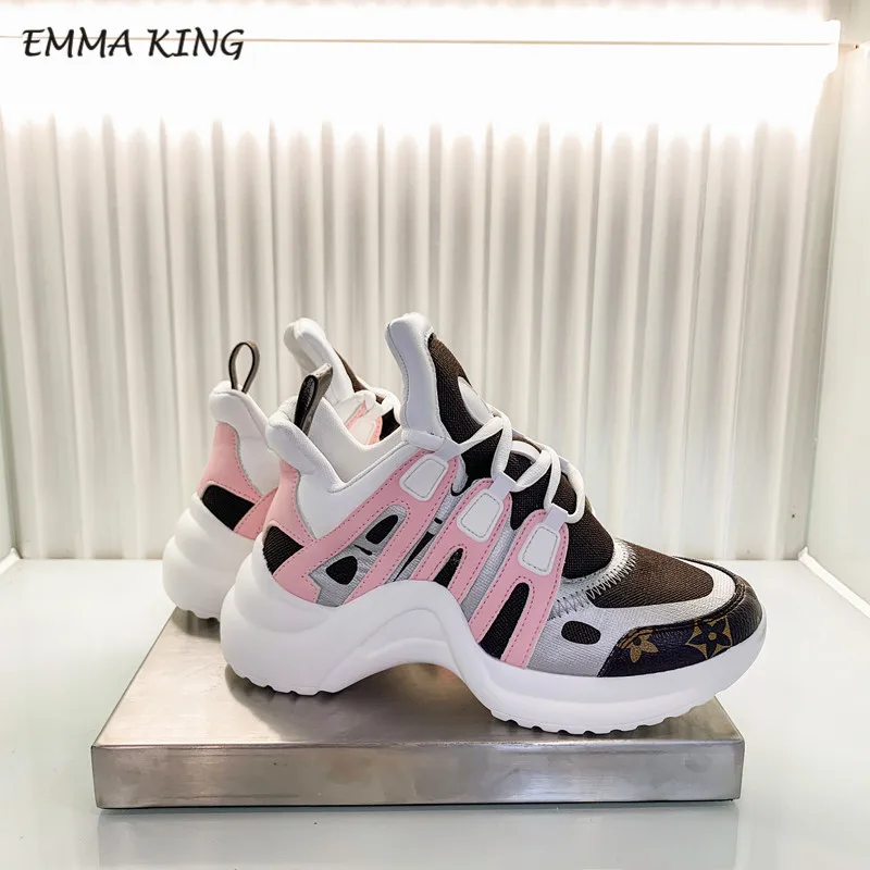 style 4 Emma king/Дизайнерские кроссовки на платформе; женская спортивная обувь на шнуровке для бега; Повседневная обувь из вулканизированной кожи и лайкры на плоской подошве; Прогулочные кроссовки - Цвет: style 4