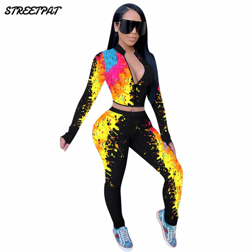 Брюки с принтом в виде граффити размера плюс комплект из 2 предметов женские