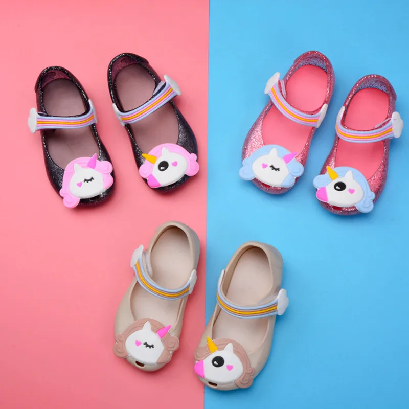 

2022 Unicorn Girl Summer Sandals Children Cartoon Jelly Shoe Pprincess Fish Mouth Girl Non-slip Kids Fashion Sandal SH122