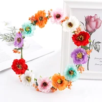 2021 youth series bride flower girl colored flower garland headdress headband headdress child crown x8