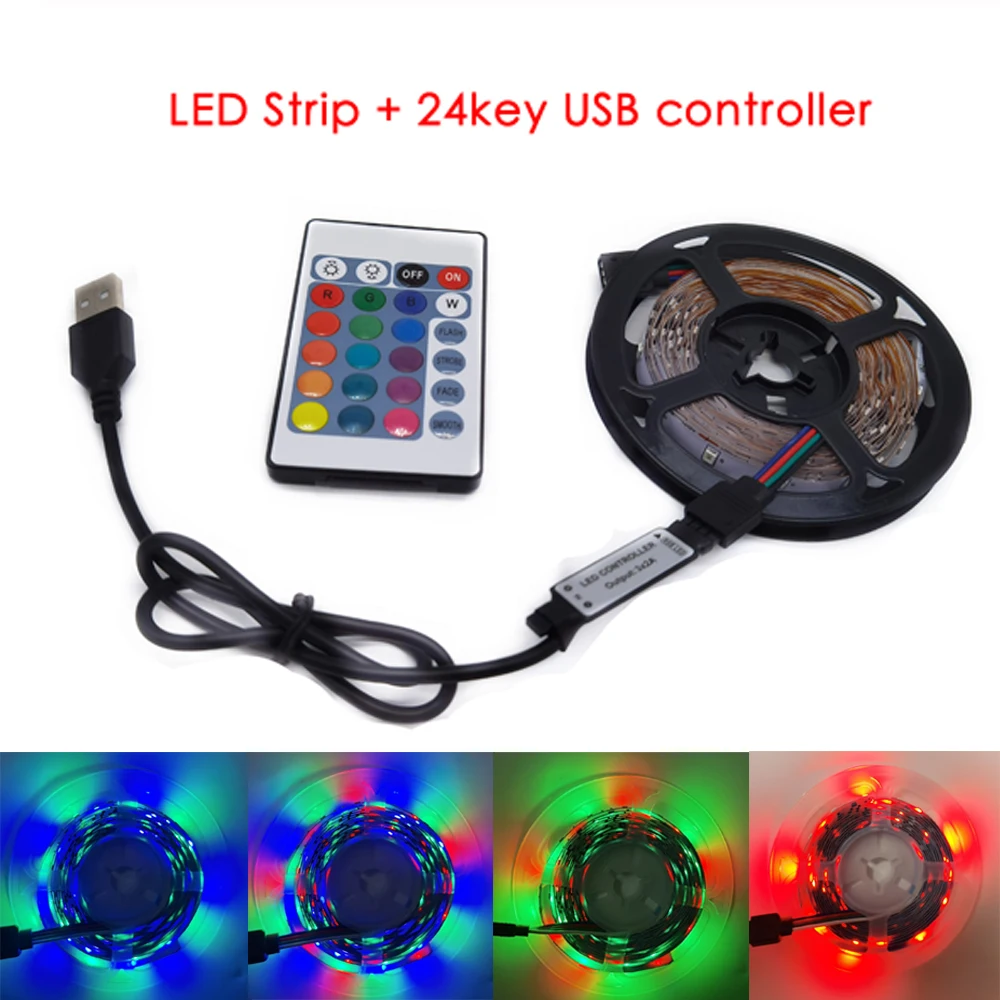 5 V RGB Светодиодные ленты светильник USB ПК ТВ Подсветка 2835 для детей от 1 года до лет