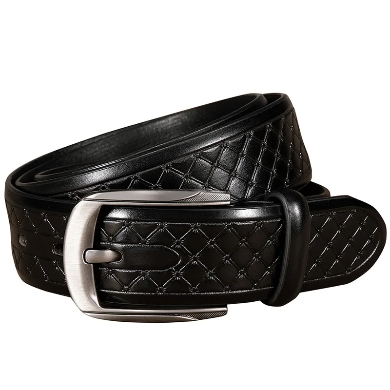 

Hi-Tie High Quality Cowskin Genuine Leather Belts for Men Vintage Men Fashion Cowboy Casual Jeans Luxury Pin Belt