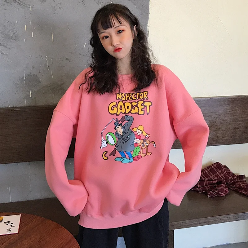 

Винтажный свитер, Женская Весенняя Свободная куртка с капюшоном в Корейском стиле, модная бархатная Толстовка в японском стиле