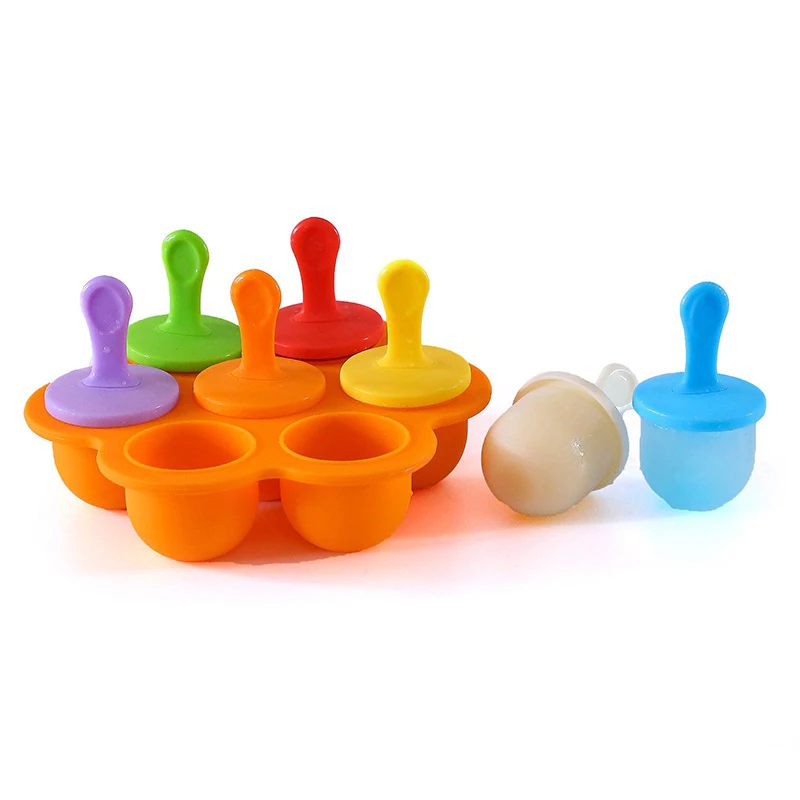 

7 Holes Ice Pops Mold Summer Accessories Food Grade Silicone Ice Tray Kitchen Tools Baby Food Supplement Box Fruit Shake Molds