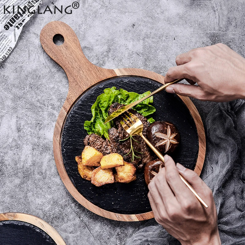 Деревянный поднос для пиццы KINGLANG Acacia Западная суши стейк тарелка ресторан торт