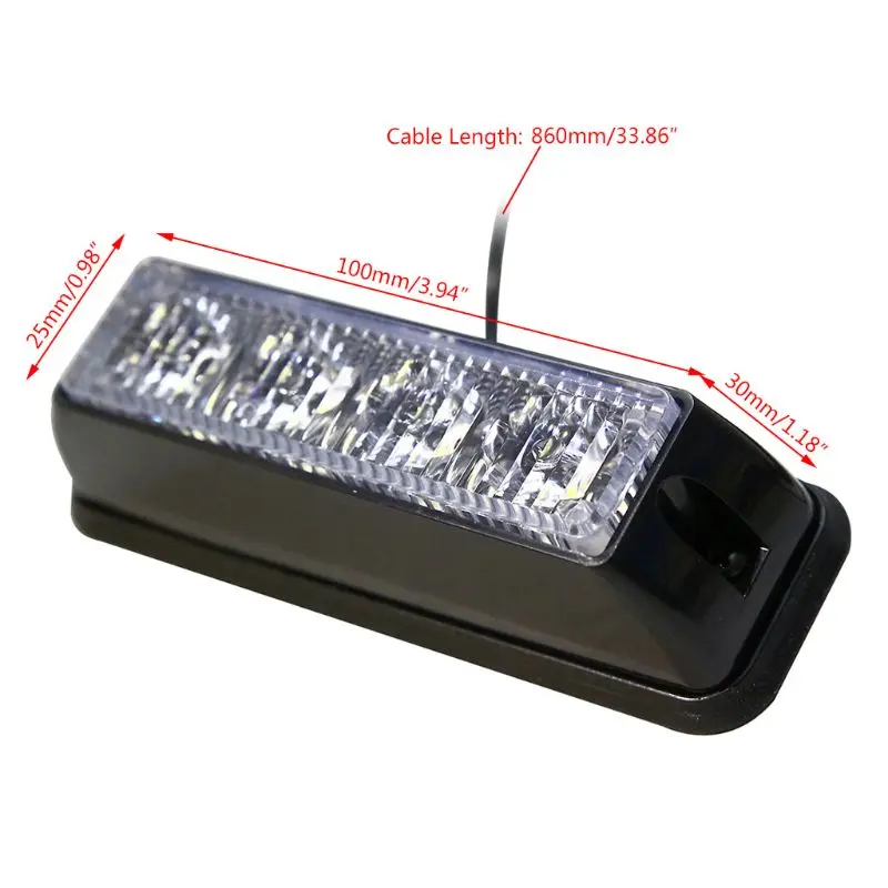 

12V 24V 4LED Car Emergency Light Flashing Led Strobe Light For Truck Amber White