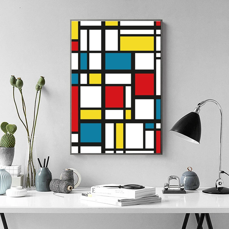 Абстрактная живопись сетки картины от Piet Cornelies Mondrian Современная печать на холсте стены искусства для гостиной Куадрос украшения