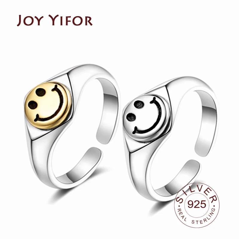 

Кольцо женское из серебра 925 пробы, с желтым геометрическим улыбающимся лицом