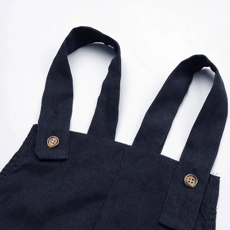 Женский Осенний комбинезон Witbuy темно-синий вельветовый с карманами повседневные