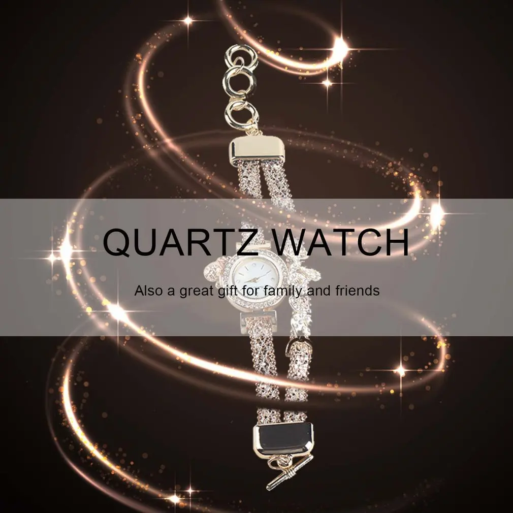 FD082 женские модные повседневные кварцевые наручные часы Стразы часы-браслет