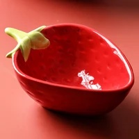 kawaii strawberry shaped fruit ceramics bowl salad bowl fruit rice serving bowl food salad snack dish restaurant kitchen bowl