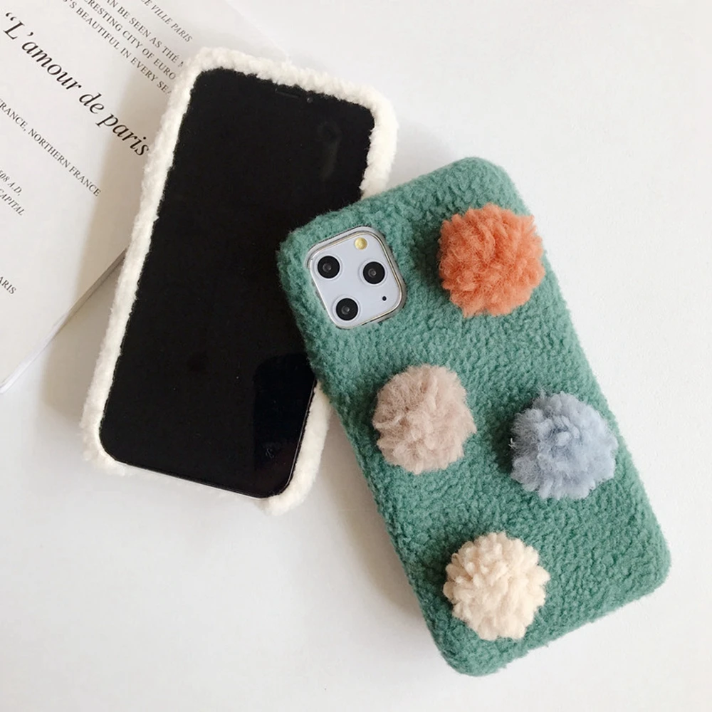 Чехол для iPhone 11 чехол 11Pro Max зимний мех мягкий овечья шерсть девочки 7 8 Plus Xs