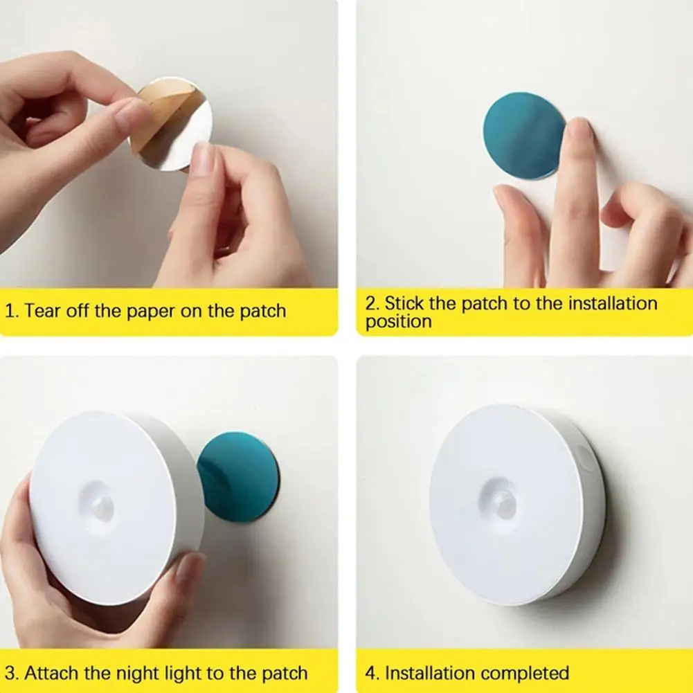 

LED Motion Sensor Night Light USB Rechargeable Sensor Body Energy-saving Bedroom Lamp Wireless Cabinet Induction Light Stai P3L3