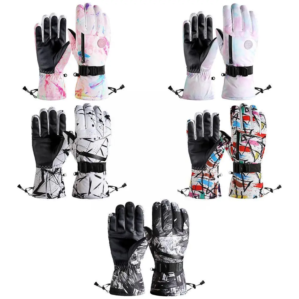 

1 Pair Outdoor Sports Ski Gloves Plus Velvet Keep Warm Cycling Winter Windproof Waterproof Screen Gloves