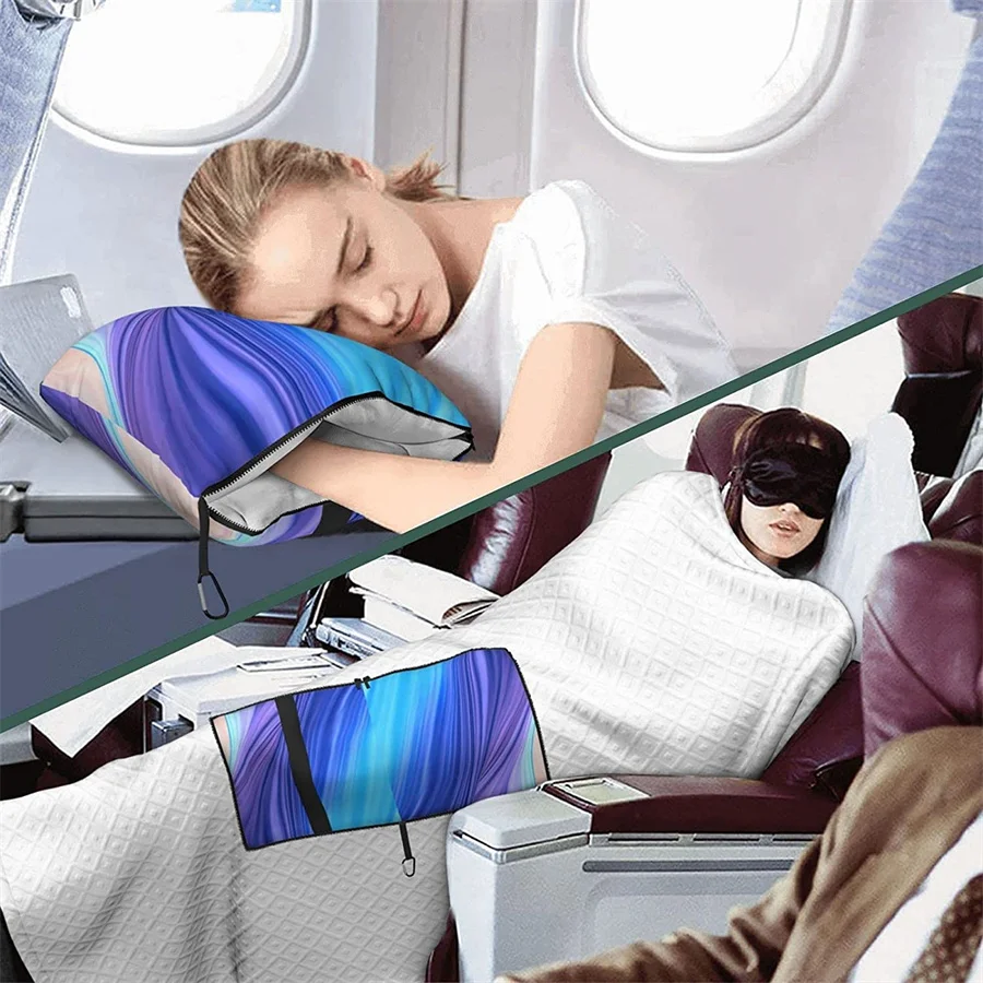 vender Cor Gradiente Viagem Travesseiro Cobertor Dois-em-um Mochila Cinta E Compacto Avião Saco Cintura Suporte 60x43 Polegadas