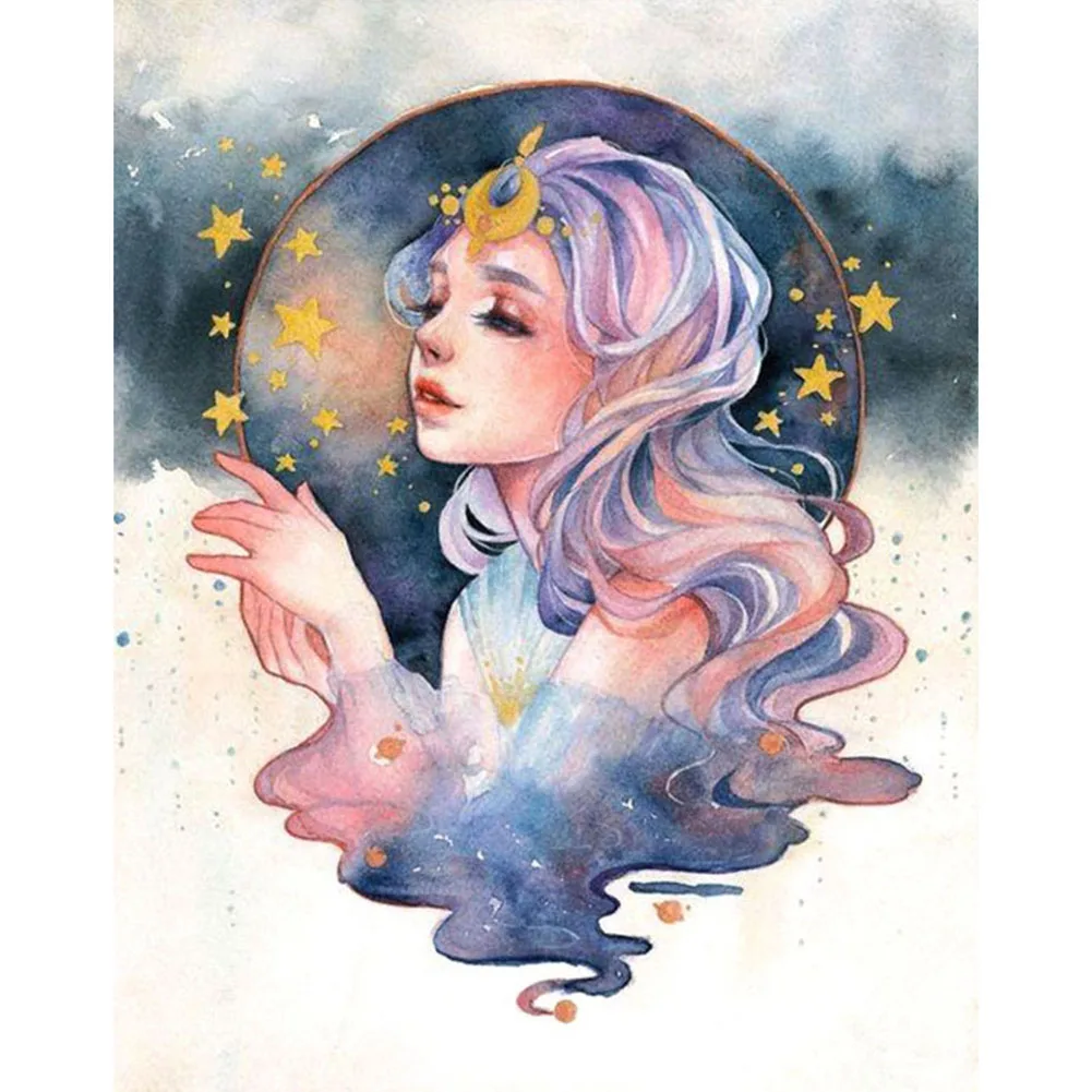

Girl Moon Goddess 40x50cm DIY Painting By Numbers HandPainted Oil Painting Canvas Colouring Unique Gift Home free shipping