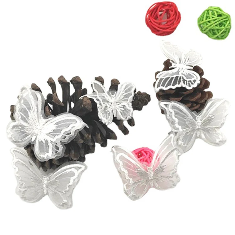 10pcs/lots double layer embroidery butterfly lace Ribbon for Diy Hair Accessories Clothing Headdress Trims | Дом и сад