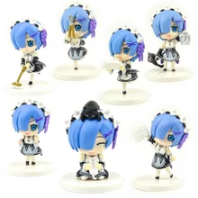 Japan capsule toys anime 7 cute kawaii beautiful happy Hardworking Rem cleaning room blind box gashapon figures desktop Kids Toy