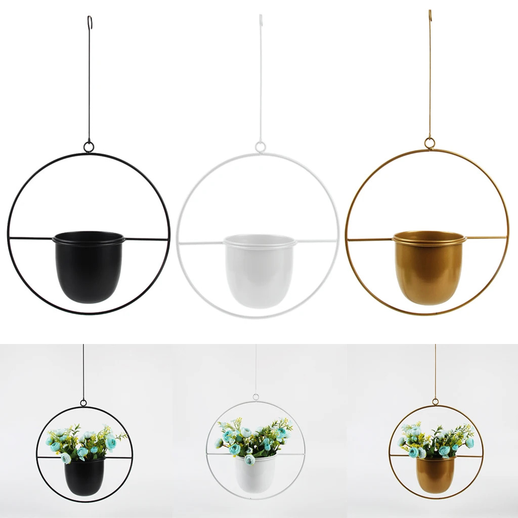 

Minimalist Round Wall Iron Art Hanging Flower Pot Planter for Home Decorative Garden Balcony