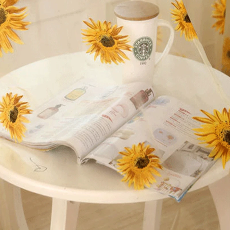 

Sunflower Pattern Tulle Curtain Home Decor Voile Kitchen Balcony Room Floral Window Blind Screening Curtain