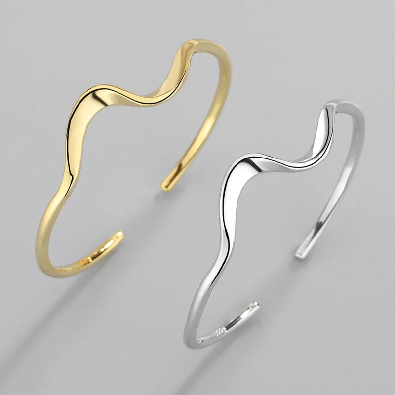 Серебряные браслеты манжеты в виде колебаний для женщин 925 дюйма|Гибкие и жесткие