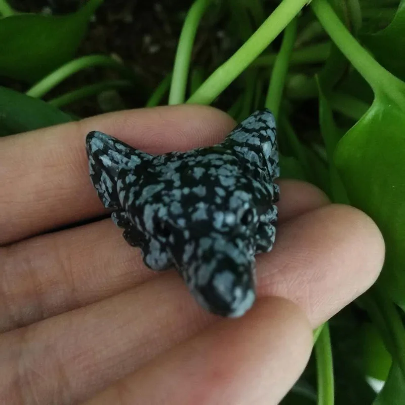 1 шт. Волчья Голова Статуэтка-подвеска из натурального камня с украшением в виде