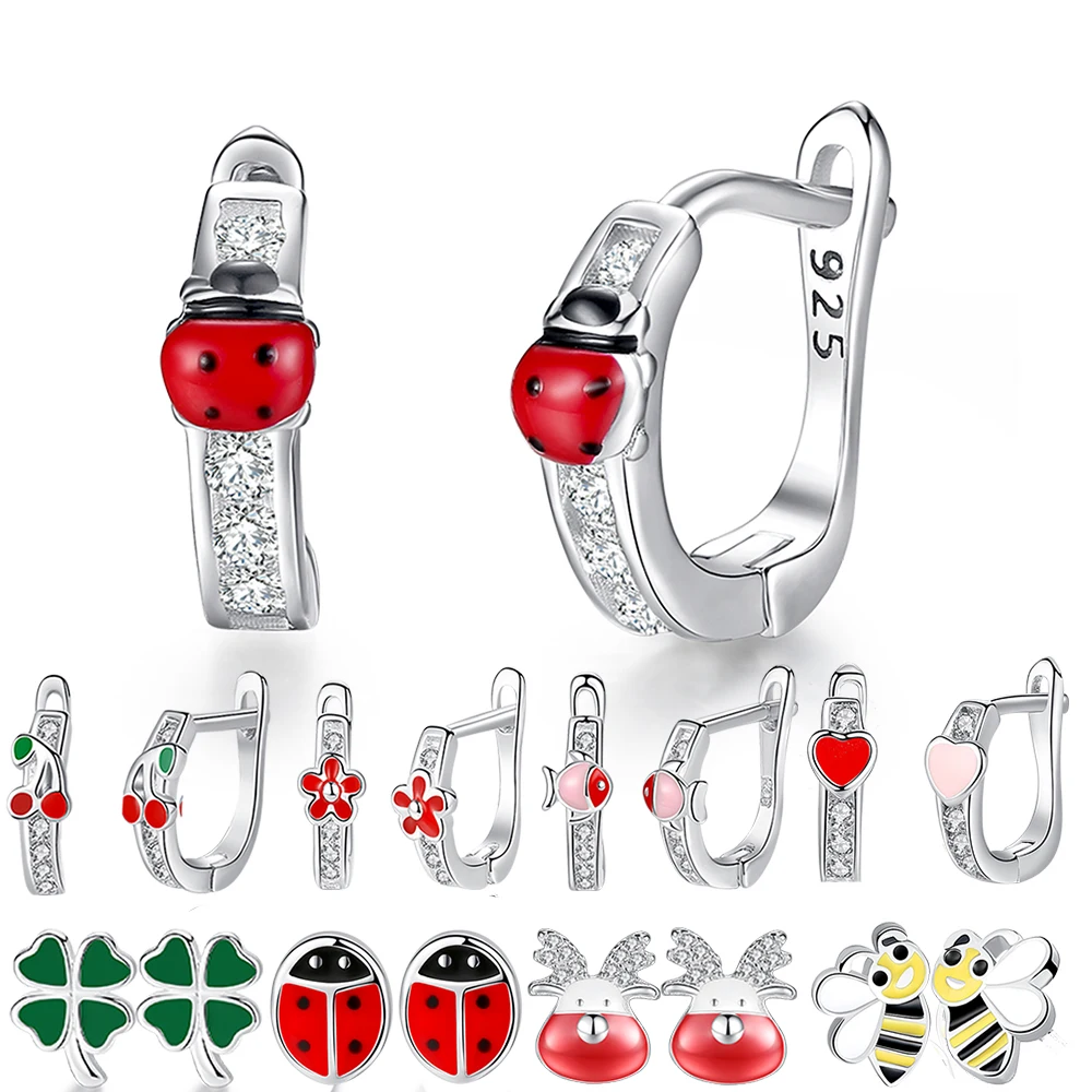 Женские серьги гвоздики из серебра 925 пробы с эмалью|Серьги-гвоздики| |