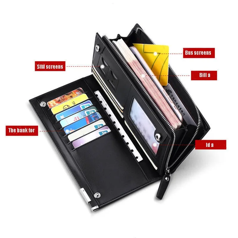 Мужские кошельки с ремешком на запястье кожаные бумажники карман для сотового