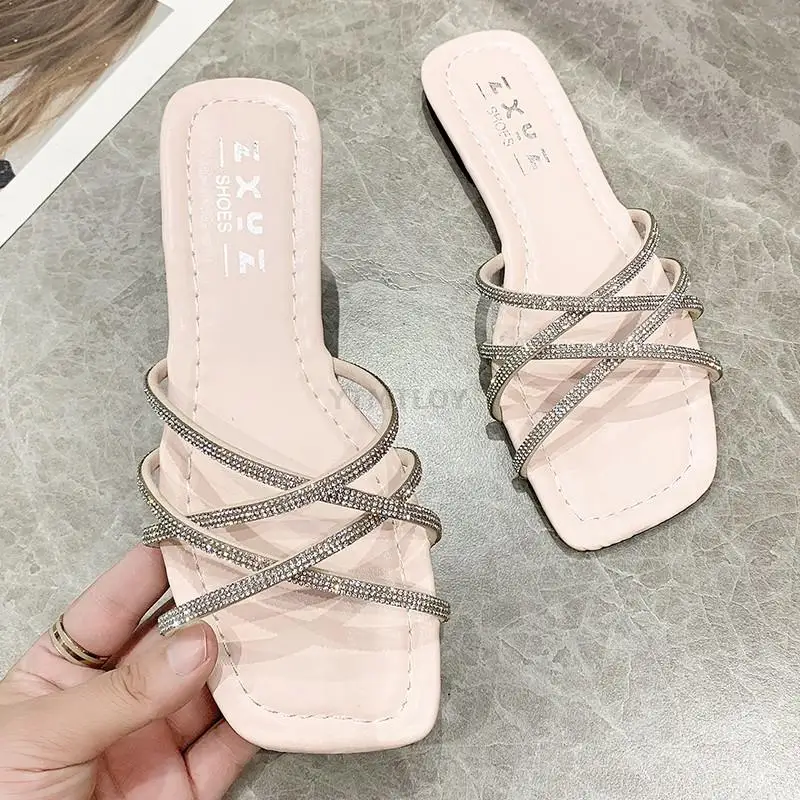 

2021 Summer New Sandals Women Sexy Crystal Slippers Fashion Shoes Indoor Ytmtloy Flat With House Zapatillas Mujer Casa Flip Flop