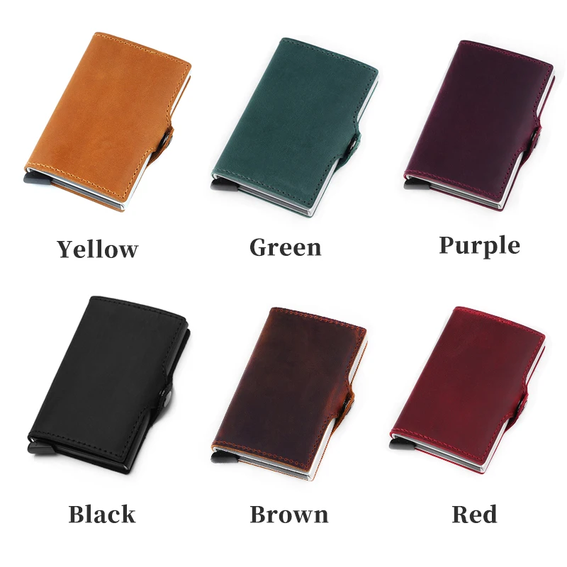 Case Protection Business  Leather Anti Bank Card Holder Slim Mini id Credit Cardholder Pop Up Security Wallet Creditcard Purse