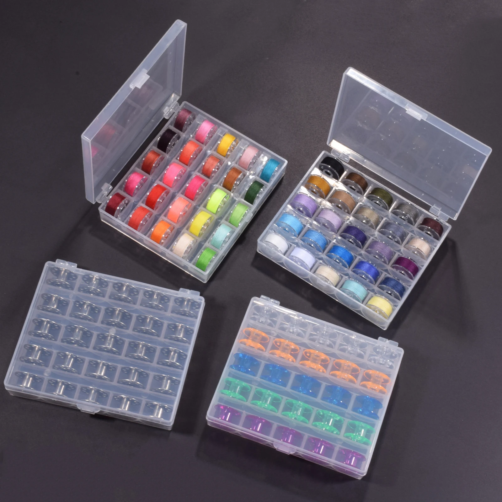 

Прозрачная/красочная коробка для шитья, набор шпулек, коробка для хранения, шпуля, органайзер, чехол, шитье, катушки для машинки, принадлежно...